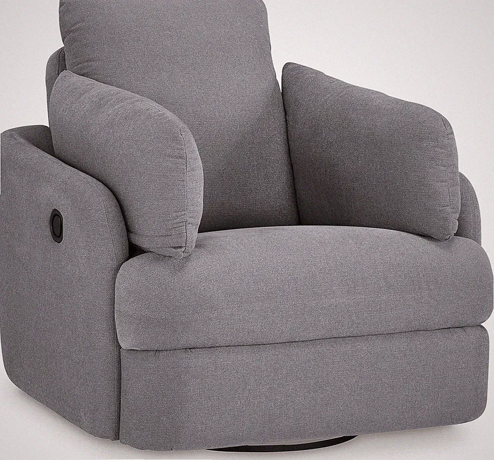 Contemporary Gray Swivel Glider Recliner with Durable Performance Fabric