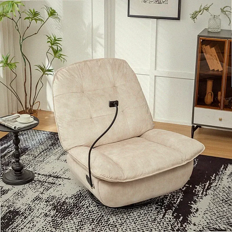 Ivory Recliner Lazy Sofa Accent Chair Mobile Phone Holder Comfy Reading Chair