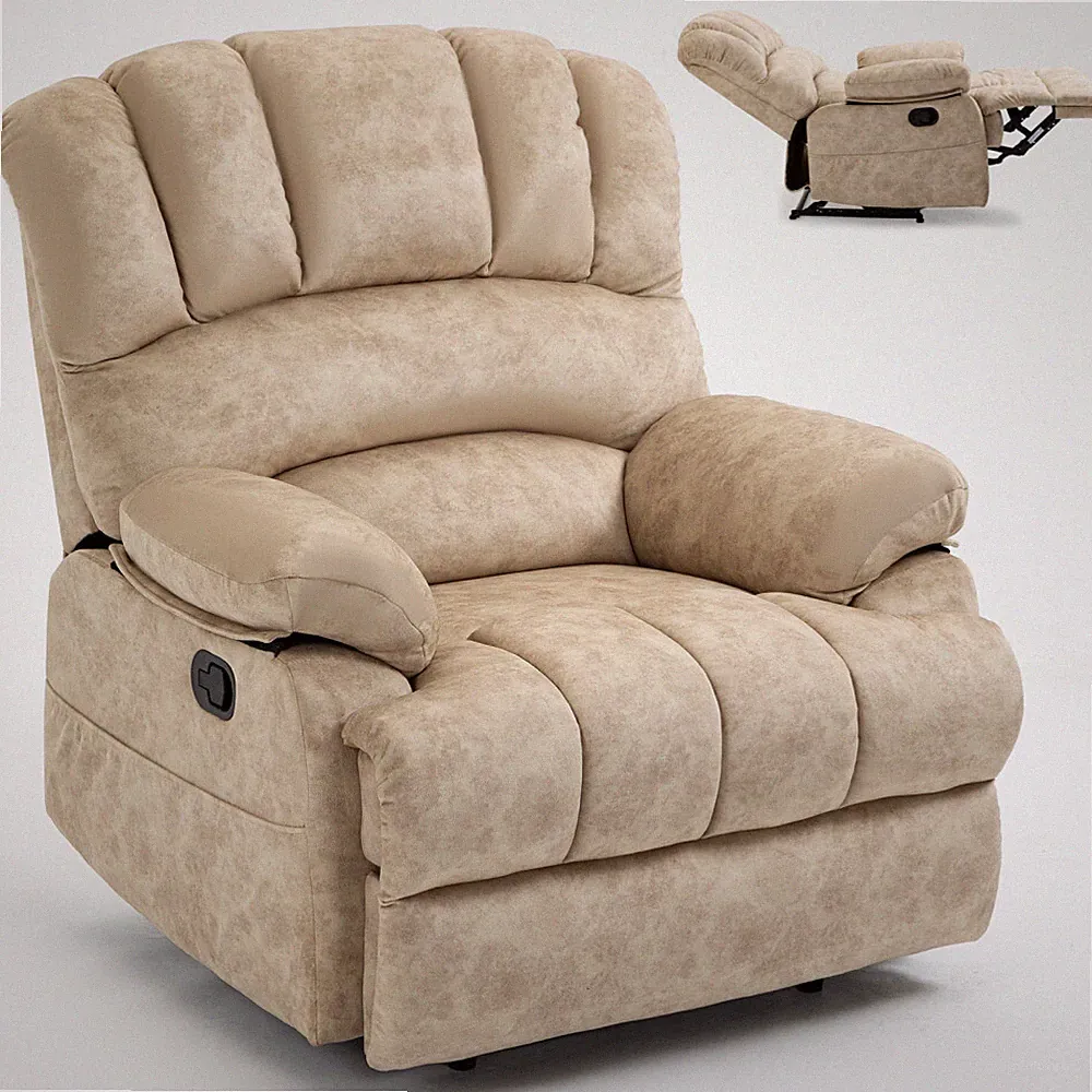 Large Manual Recliner Chair, Fabric Reclining Sofa for Living Room Relax
