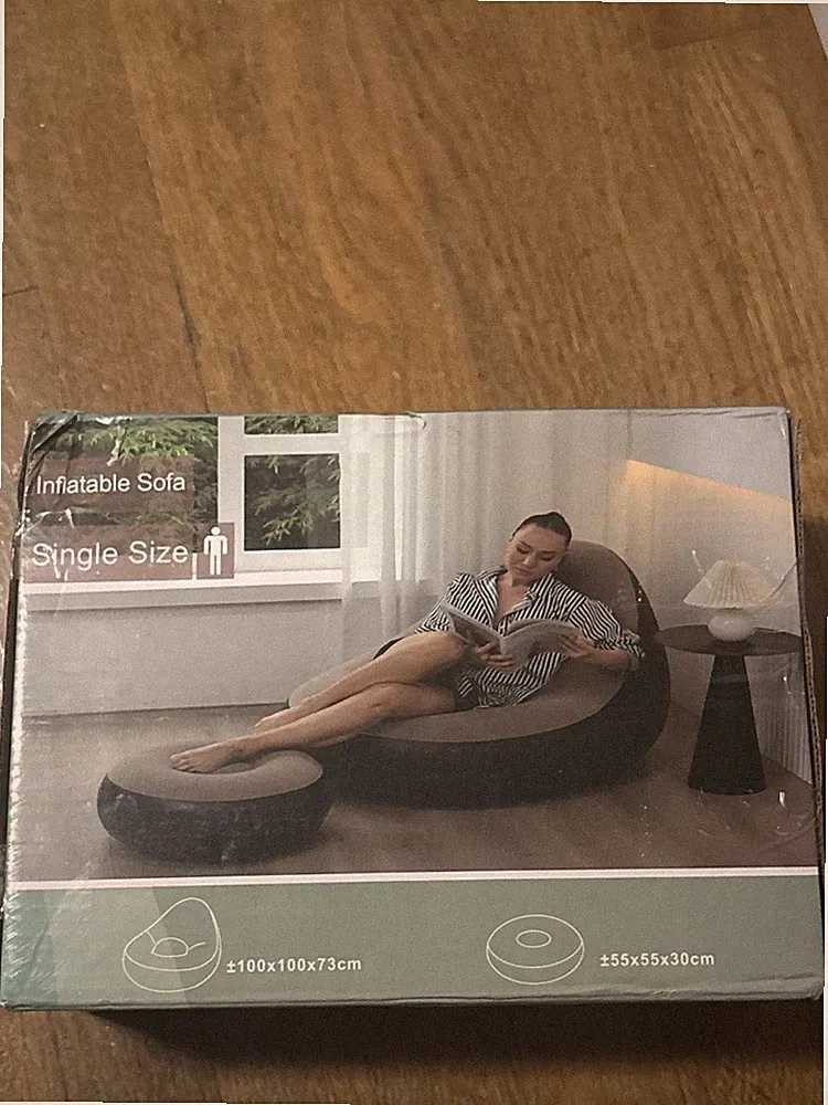 Portable Lounge 2-Piece Inflatable Recliner Sofa Set Ergonomic Durable Beige