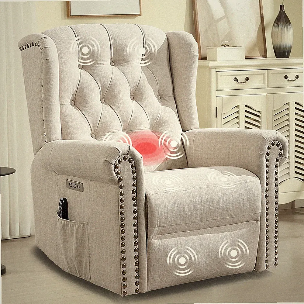Power Recliner Chair Swivel Glider Nursery Reclining Chair with Massage & Heat