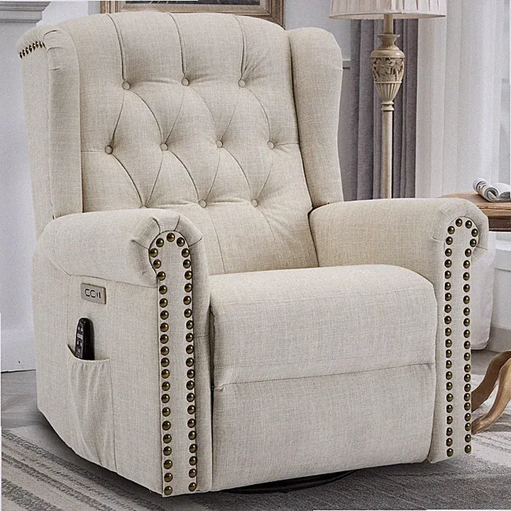 Power Swivel Glider Rocker Recliner Nursery Reclining Chair with Massage & Heat