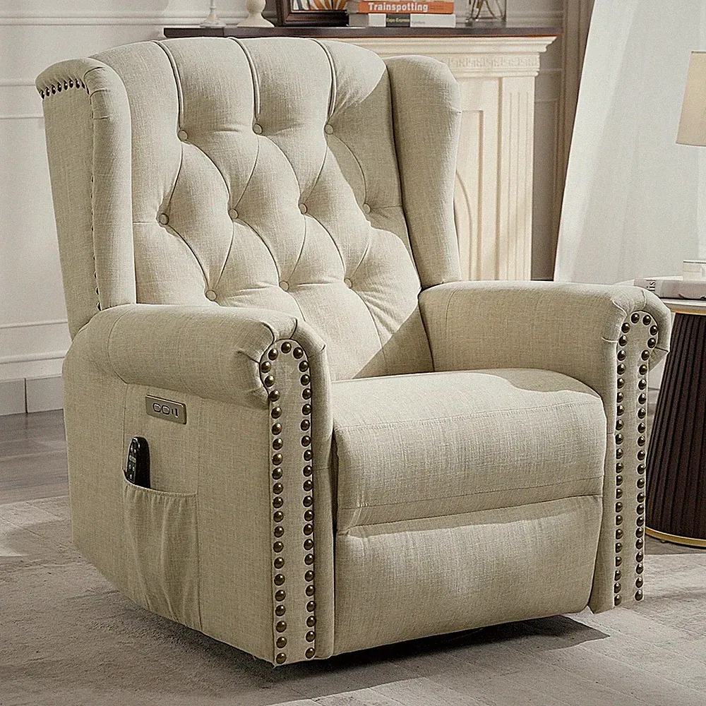 Power Swivel Rocker Recliner Electric Single Sofa Nursery Glider Reclining Chair