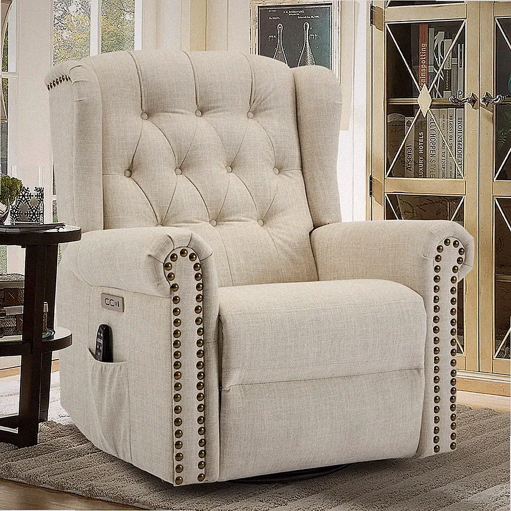 Power Swivel Rocking Glider Recliner Chair Electric Nursery Reclining Sofa Chair