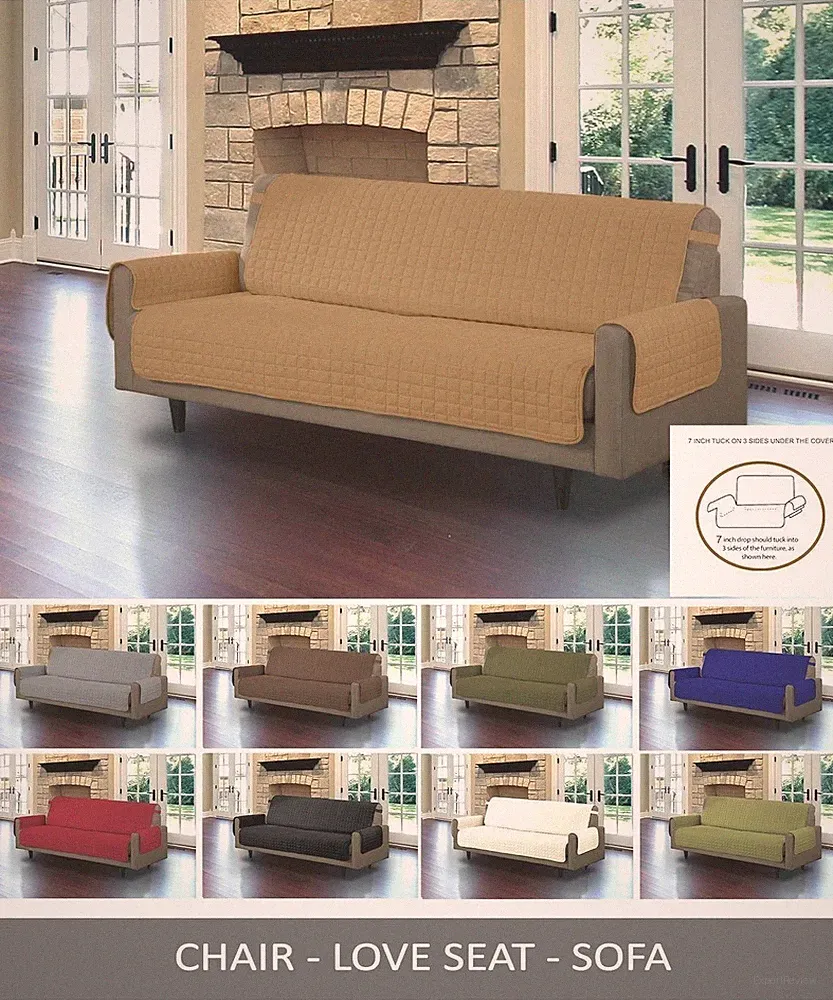 Quilted Microfiber Pet Dog Couch Sofa Furniture Protector Cover w/ Tucks & Strap